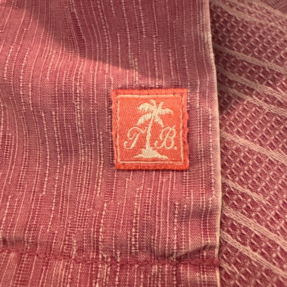 Tommy Bahama Silk Camp Shirt Men's Large Salmon Pink Tropical Leaf Short Sleeve - Picture 5 of 8